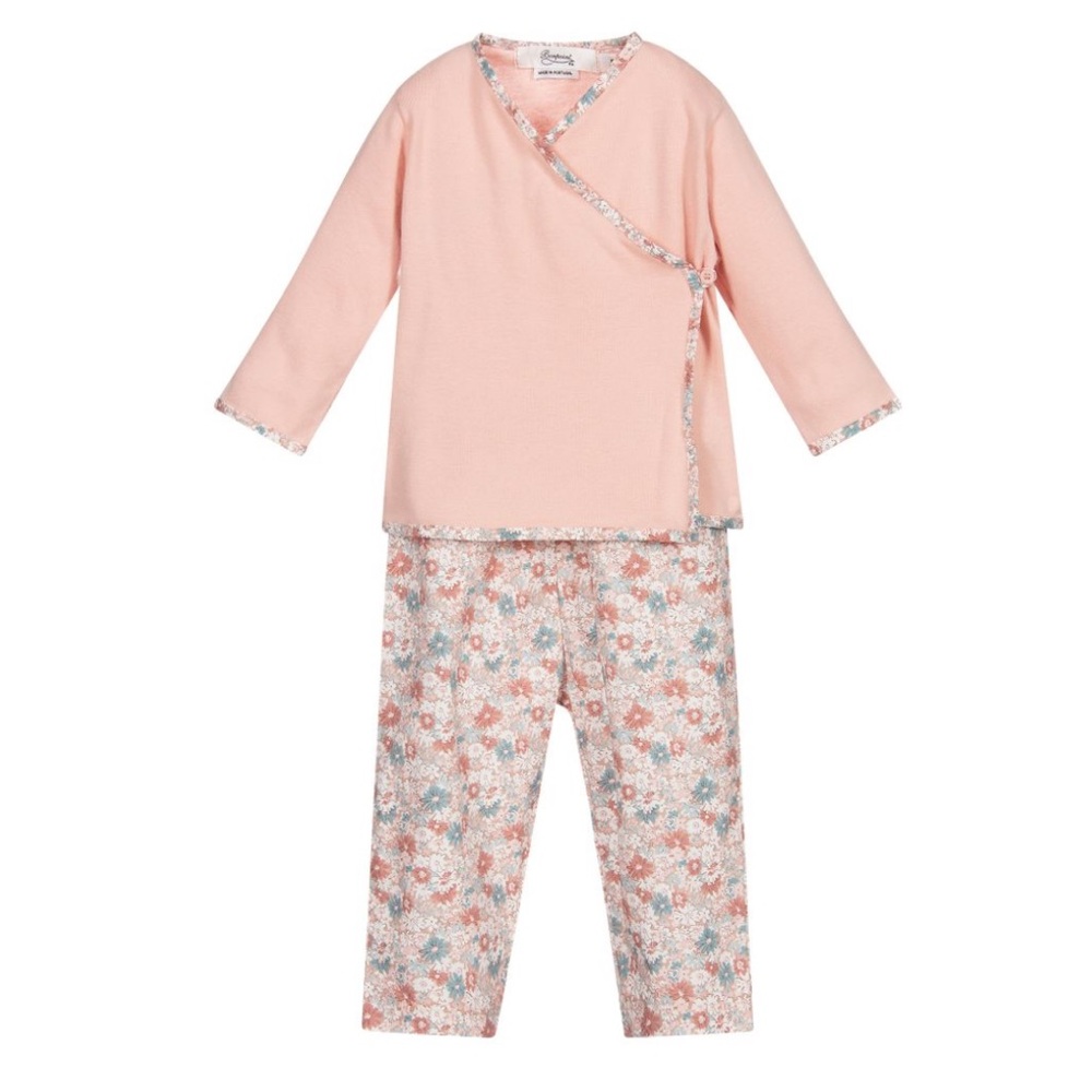 NWT Bonpoint 3 piece pink cotton outfit gift set size 6m